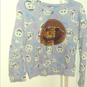 Long sleeve shirt with matching blue skirt